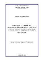 Các căn cứ và cơ sở bí mật trong phong trào yêu nước, cách mạng ở thanh chương (nghệ an) từ năm 1874 đến năm 1945   