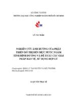 Nghiên cứu ảnh hưởng của phát triển đô thị đến mức nước ngầm tỉnh bình dương và đề xuất các giải pháp bảo vệ, sử dụng hợp lý