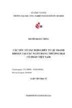 Các yếu tố tác động đến tỷ lệ thanh khoản tại các ngân hàng thương mại cổ phần việt nam