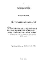 Áp dụng phương pháp dạy học tích cực vào dạy học chủ đề phương trình và bất phương trình ở trung học phổ thông