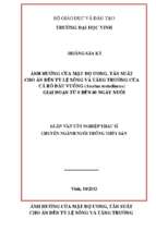 Ảnh hưởng của mật độ ương, tần suất cho ăn đến tỷ lệ sống và tăng trưởng của cá rô đầu vuông (anabas testudineus) giai đoạn từ 0 đến 60 ngày nuôi   