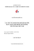 Các yếu tố ảnh hưởng đến rủi ro tín dụng trong hệ thống ngân hàng thương mại việt nam