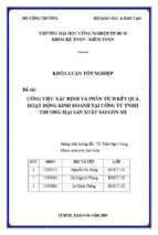 Công việc xác định và phân tích kết quả hoạt động kinh doanh tại công ty tnhh sản xuất thương mại sài gòn mì   