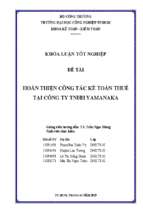 Hoàn thiện công tác kế toán thuế tại công ty tnhh yamanaka