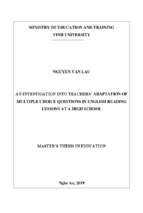 An investigation into teachers’ adaptation of multiple choice questions in english reading lessons at a high school