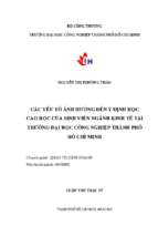 Các yếu tố ảnh hưởng đến ý định học cao học của sinh viên nghành kinh tế tại trường đại học công nghiệp tp. hồ chí minh    