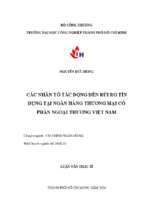 Các nhân tố tác động đến rủi ro tín dụng tại ngân hàng thương mại cổ phần ngoại thương việt nam