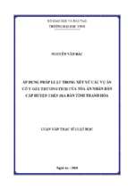 Áp dụng pháp luật trong xét xử các vụ án cố ý gây thương tích của tòa án nhân dân cấp huyện trên địa bàn tỉnh thanh hóa