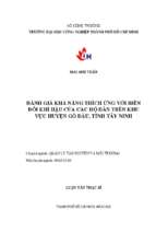 Đánh giá khả năng thích ứng với biến đổi khí hậu của các hộ dân trên khu vực huyện gò dầu, tỉnh tây ninh   