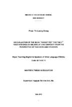 An evaluation of the book  target pet  for the first year non english majors at vinh university from the perspective of teachers and students   master's thesis in education 