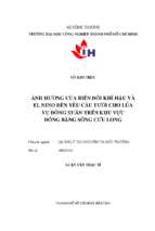 Ảnh hưởng của biến đổi khí hậu và el nino đến yêu cầu tưới cho lúa vụ đông xuân trên khu vực đồng bằng sông cửu long   