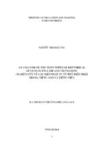 An analysis ò the most popular rhetorical devices in english and vietnamese=nghiên cứu về các biện pháp tu từ phổ biến nhất trong tiếng anh và tiếng việt   