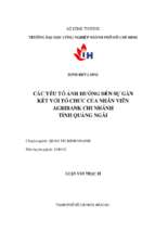 Các yếu tố ảnh hưởng đến sự gắn kết với tổ chức của nhân viên agribank chi  nhánh tỉnh quảng ngãi   