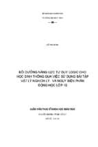 Bồi dưỡng năng lực tư duy logic cho học sinh thông qua việc sử dụng bài tập vật lí nghịch lí và nguỵ biện phần  động học  lớp 10 