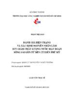 Đánh giá hiện trạng và xác định nguyên nhân làm suy giảm chất lượng nước mặt đoạn sông sài gòn từ bến củi đến phú mỹ   