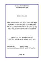 Ảnh hưởng của nền đáy, thức ăn, mật độ ương trong ao đến tăng trưởng và tỷ lệ sống của nghêu (meretrix iyrata) trong giai đoạn giống 20 đến 80 ngày tuổi