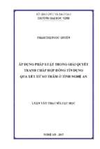 Áp dụng pháp luật trong giải quyết tranh chấp hợp đồng tín dụng qua xét xử sơ thẩm ở tỉnh nghệ an   