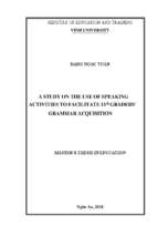 A study on the use of speaking activities to facilitate 11th graders' grammar acquisition