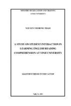 A study on student interaction in learning english reading comprehension at vinh university   master's thesis in education 