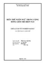 Biến thể ngôn ngữ trong cộng đồng giới trẻ hiện nay   