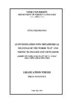 An investigation into into metaphorical meanings of the words  eat  and  drink  in english and vietnamese = (nghiên cứu nghĩa ẩn dụ của từ ăn và  uống  trong tiếng anh & tiếng việt)   