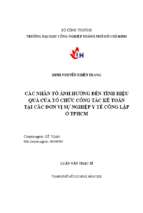 Các nhân tố ảnh hưởng đến tính hiệu quả của tổ chức công tác kế toán tại các đơn vị sự nghiệp y tế công lập ở tp.hcm