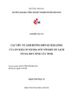 Các yếu tố ảnh hưởng đến sự hài lòng của du khách nội địa đối với khu du lịch núi bà đen tỉnh tây ninh