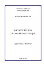 Đặc điểm tảm văn của nguyễn trương quý   