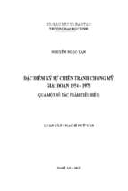 Đặc điểm ký sự chiến tranh chống mỹ giai đoạn 1954   1975 (qua một số tác phẩm tiêu biểu)   