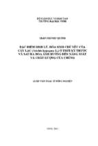 Đặc điểm sinh lý và hóa sinh chủ yếu của cây lạc (arichis hypogaea l.) ở thời kỳ trước và sau ra hoa ảnh hưởng đến năng suất và chất lượng của chúng