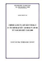 Chính sách của mỹ đối với iran dưới chính quyền george w.bush từ năm 2001 đến năm 2008 