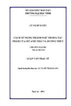 Cách sử dụng thành ngữ trong tác phẩm của hồ anh thái và dương thụy   