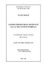 Cảm hứng phê phán trong truyện ngắn của các nhà văn nữ từ 1975 đến nay 