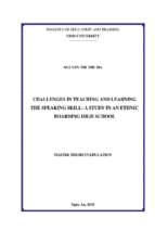 Challenges in teaching and learning the speaking skill a study in an ethnic boarding high school