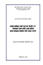 Cảm hứng thế sự và triết lý trong thơ chế lan viên giai đoạn sáng tác sau 1975   