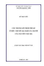 Câu trong lời trần thuật ở tiểu thuyết ba ngôi của người của nguyễn việt hà   