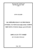 Đặc điểm hình thái và sự hình thành synnema của isaria tenuipes (peck) samson trên nhộng tằm dâu bombyx miri linnaeus   
