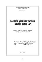 Đặc điểm ngôn ngữ tạp văn nguyễn quang lập 