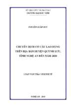 Chuyển dịch cơ cấu lao động trên địa bàn huyện quỳnh lưu, tỉnh nghệ an đến năm 2020   