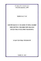 Chuyển dịch cơ cấu kinh tế nông nghiệp theo hướng cnh, hđh trên địa bàn huyện thọ xuân, tỉnh thanh hóa   