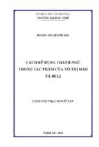 Cách sử dụng thành ngữ trong tác phẩm của võ thị hảo   