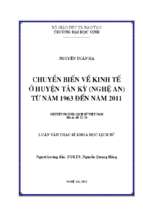 Chuyển biến về kinh tế ở huyện tân kỳ (nghệ an) từ năm 1963 đến năm 2011   