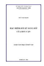 Đặc điểm hồi ký đôi của huy cận   