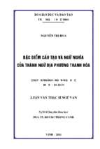 Đặc điểm cấu tạo và ngữ nghĩa của thành ngữ địa phương thanh hóa   luận văn thạc sỹ 