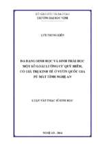 Đa dạng sinh học và sinh thái học một số loài lưỡng cư quý hiếm, có giá trị kinh tế ở vườn quốc gia pù mát tỉnh nghệ an   