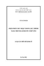 Phân phối thu nhập trong quá trình tăng trưởng kinh tế ở phú yên