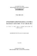 Enseignement apprentissage de la culture à travers le café crìme 1 et le café crìme 2