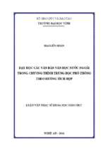 Dạy học các văn bản văn học nước ngoài trong chương trình trung học phổ thông theo hướng tích hợp   