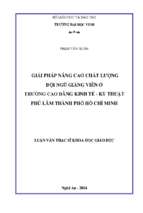 Giải pháp nâng cao chất lượng đội ngũ giảng viên ở trường cao đẳng kinh tế   kỹ thuật phú lâm thành phố hồ chí minh 