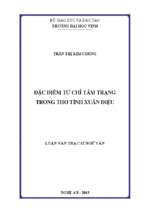 Đặc điểm từ chỉ tâm trạng trong thơ tình xuân diệu   